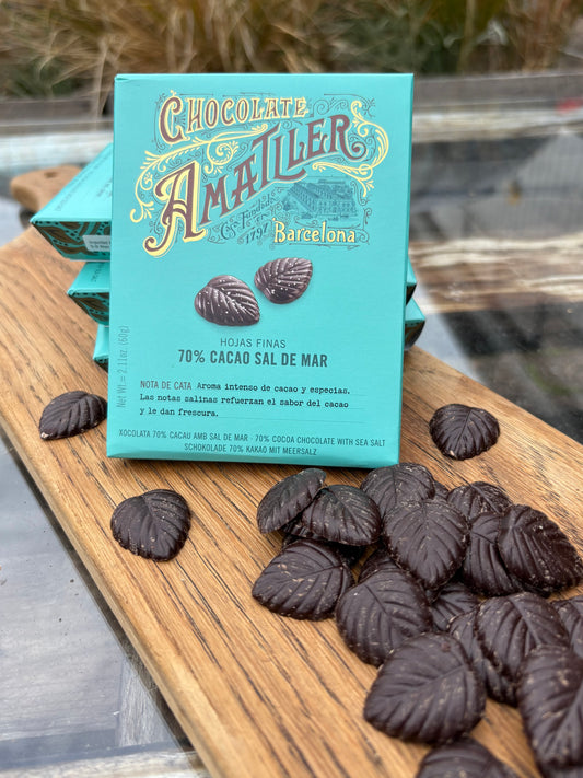 Amatller Salted 70% Dark Chocolate Leaves